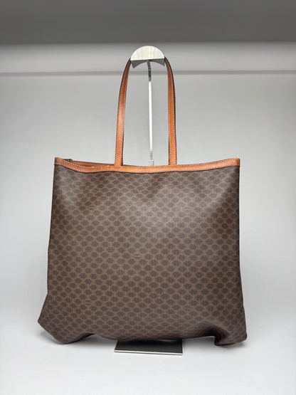 Vintage Celine Paris Big Bag Leather Monogram Shopper Bag Brown