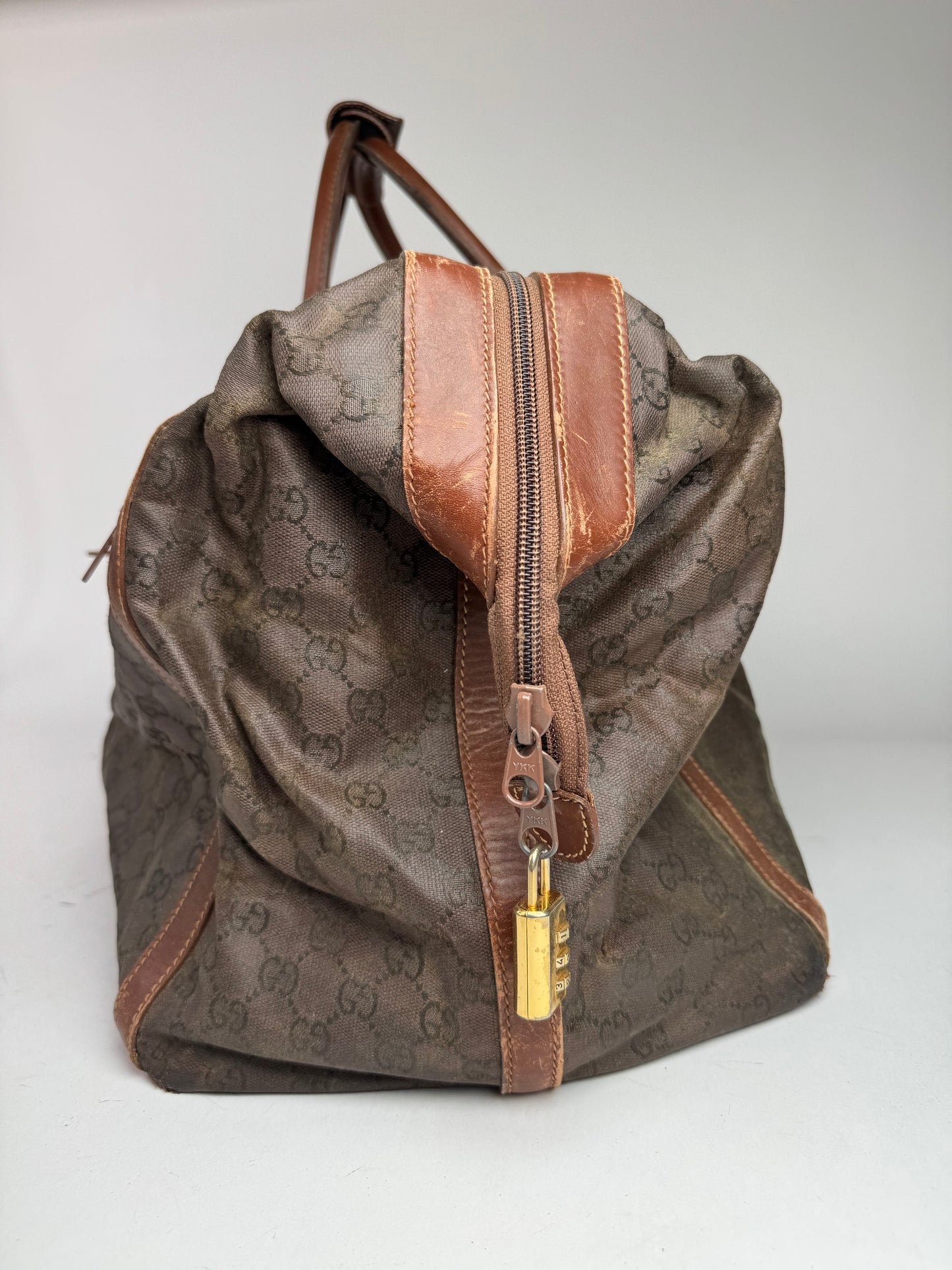 Vintage Gucci Duffel Bag / Travel Bag Monogram Brown