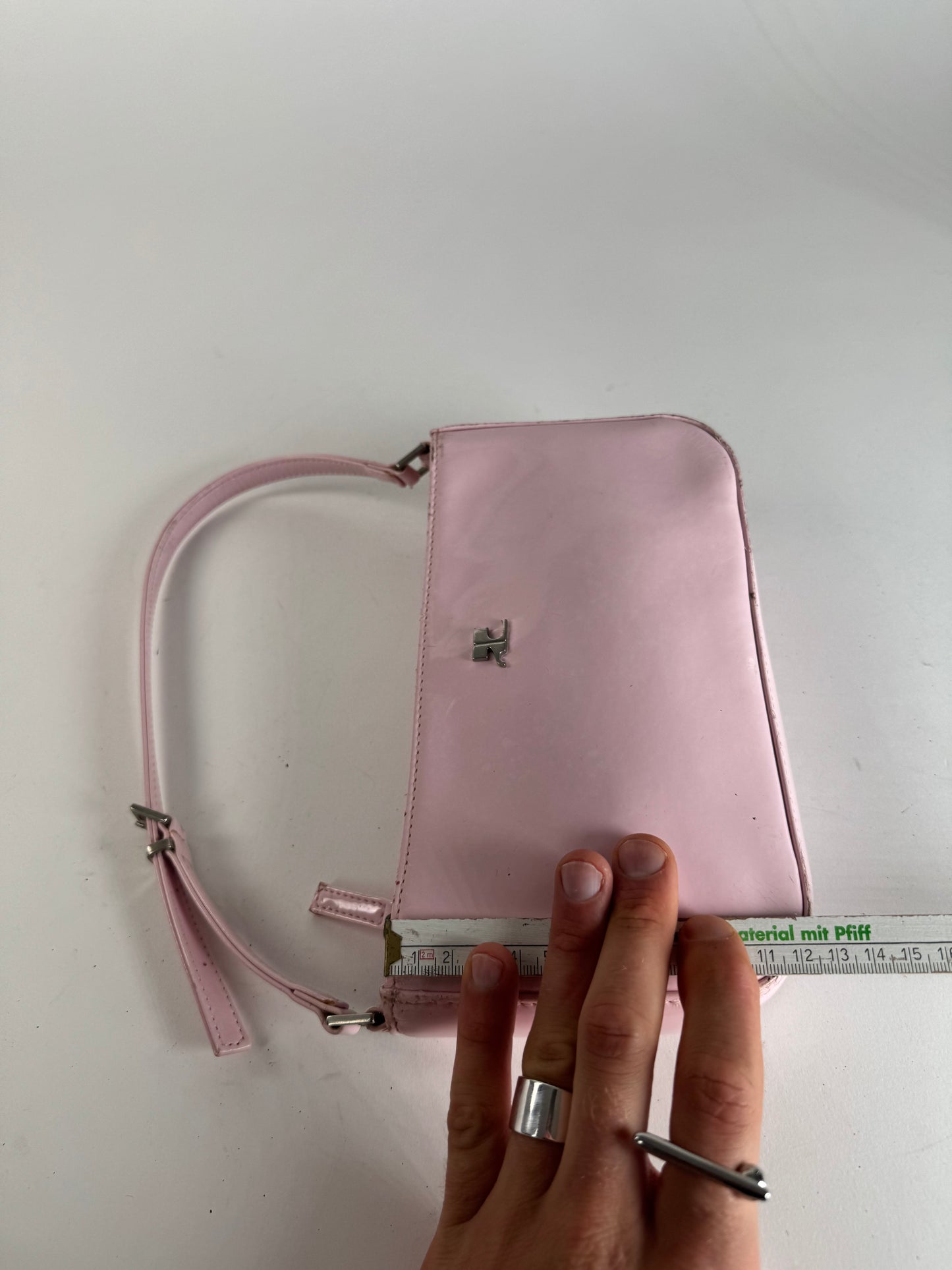 Vintage Courreges Patent Leather Baguette Bag Rose