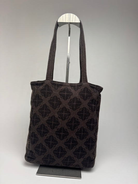 Vintage Bottega Veneta Wool Monogram Shopper Brown 