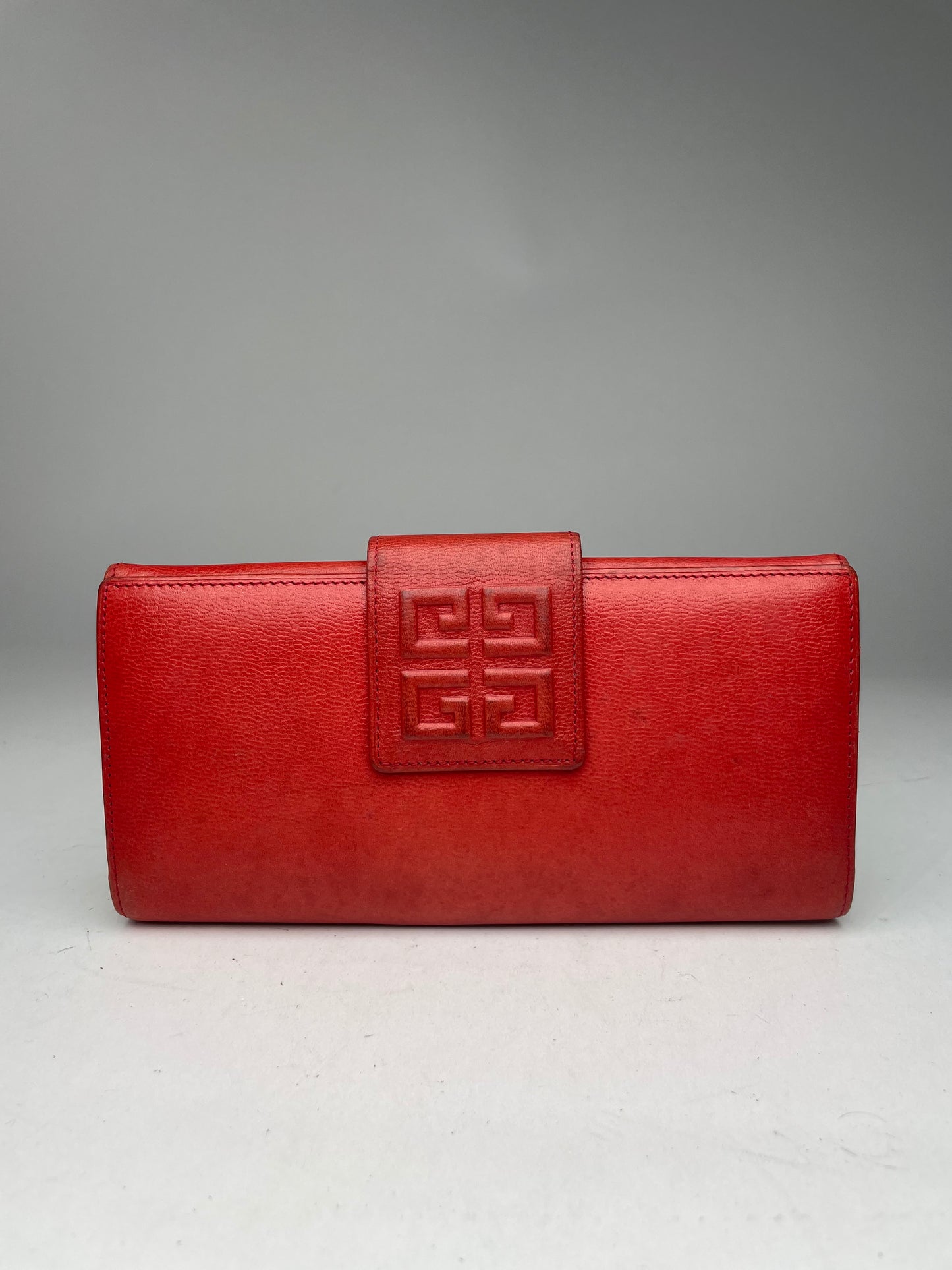 Vintage Givenchy GV3 Leather Wallet Red
