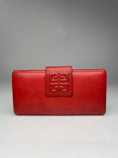 Vintage Givenchy GV3 Leather Wallet Red