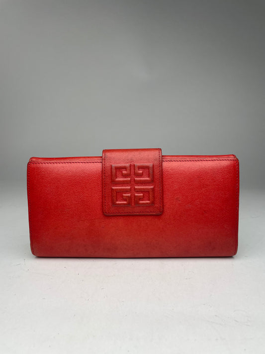 Vintage Givenchy GV3 Leather Wallet Red