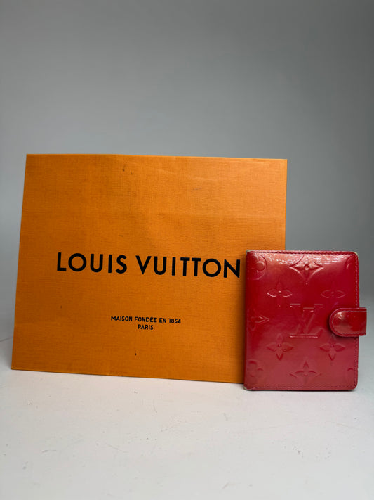 Vintage Louis Vuitton Vernis Leather Card Holder Red