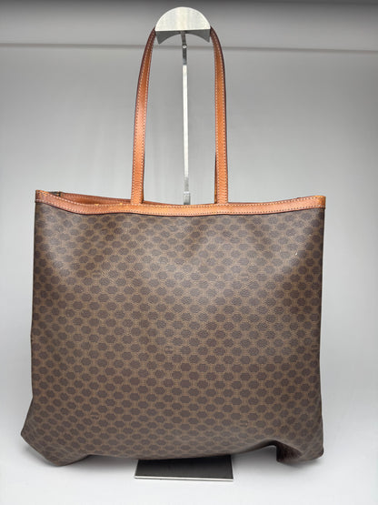 Vintage Celine Paris Big Bag Leather Monogram Shopper Bag Brown