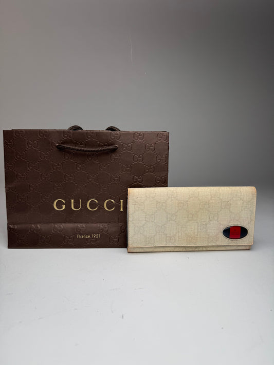 Vintage Gucci Monogram Leather Wallet White