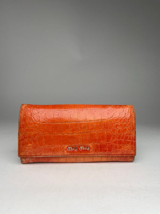 Vintage Miu Miu Leather Wallet Orange