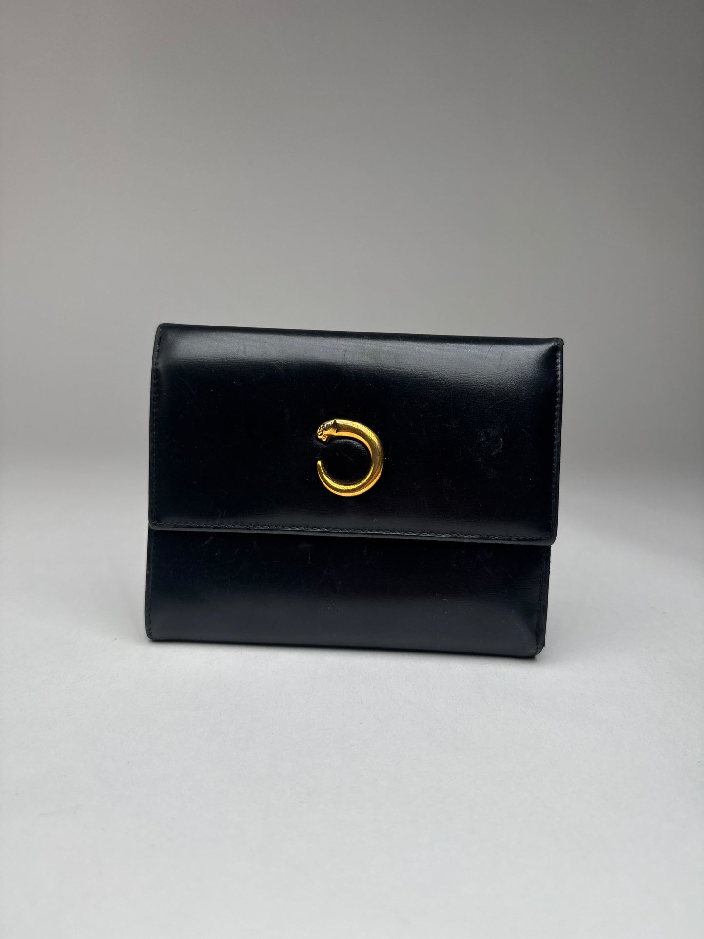 Vintage Cartier Panthere Patent Leather Wallet Black