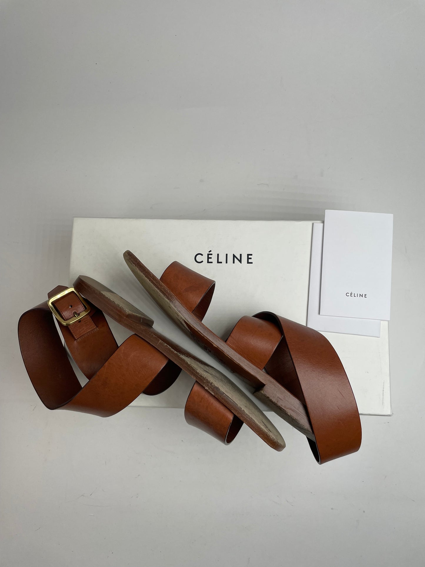 Vintage Celine Paris Leather Sandals Brown EU37,5