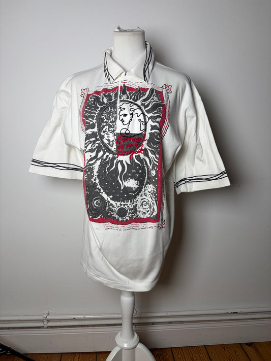 Vintage Kansai Yamamoto Kansai Sport Project Polo Shirt White XL c. Late 1980s