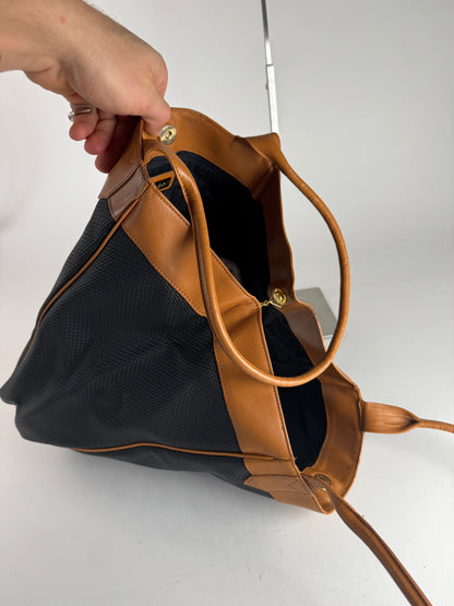 Vintage Yves Saint Laurent 2Way leather Shopper bag black brown