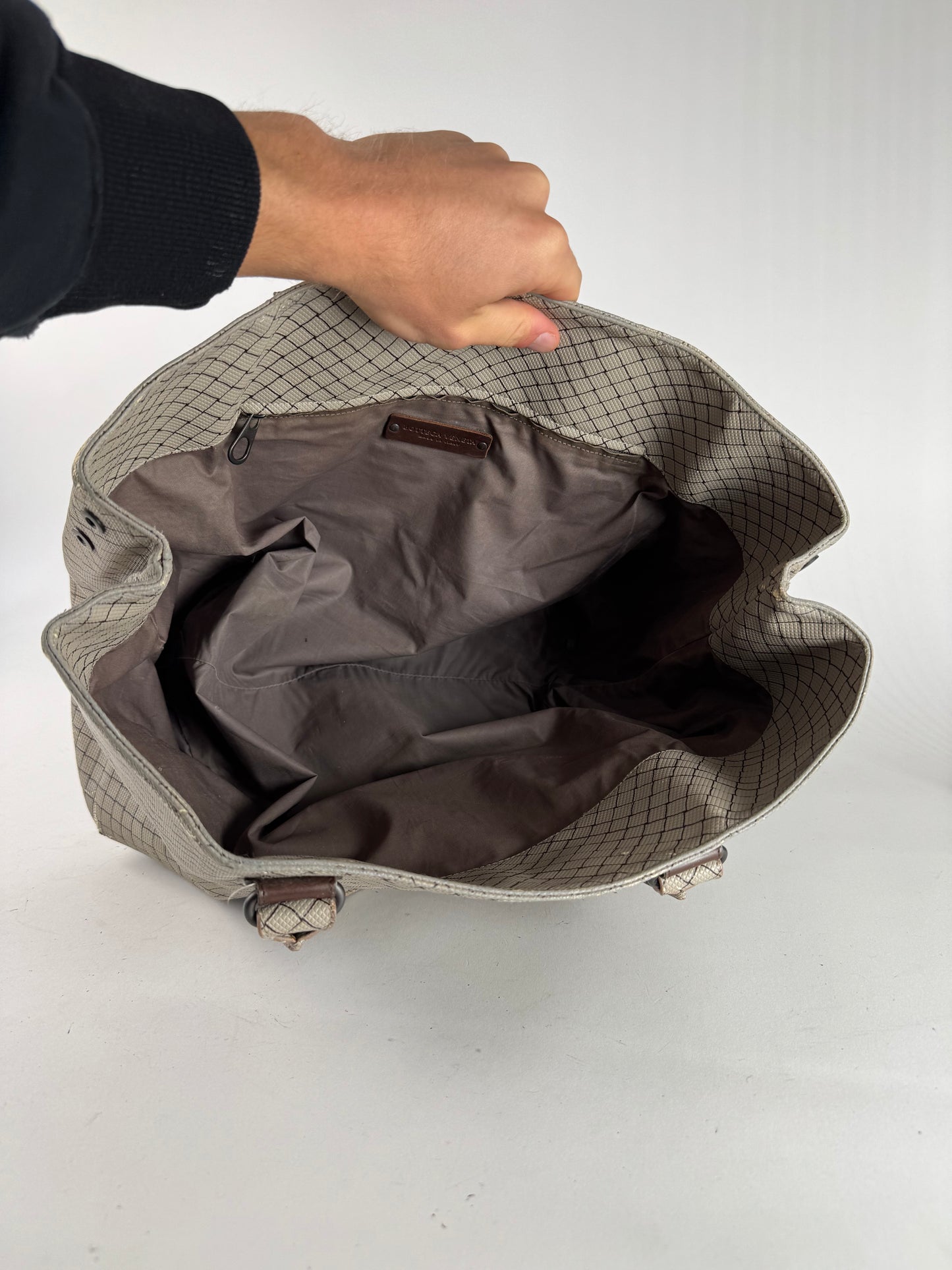 Vintage Bottega Veneta Andiamo Shopper Grey Brown