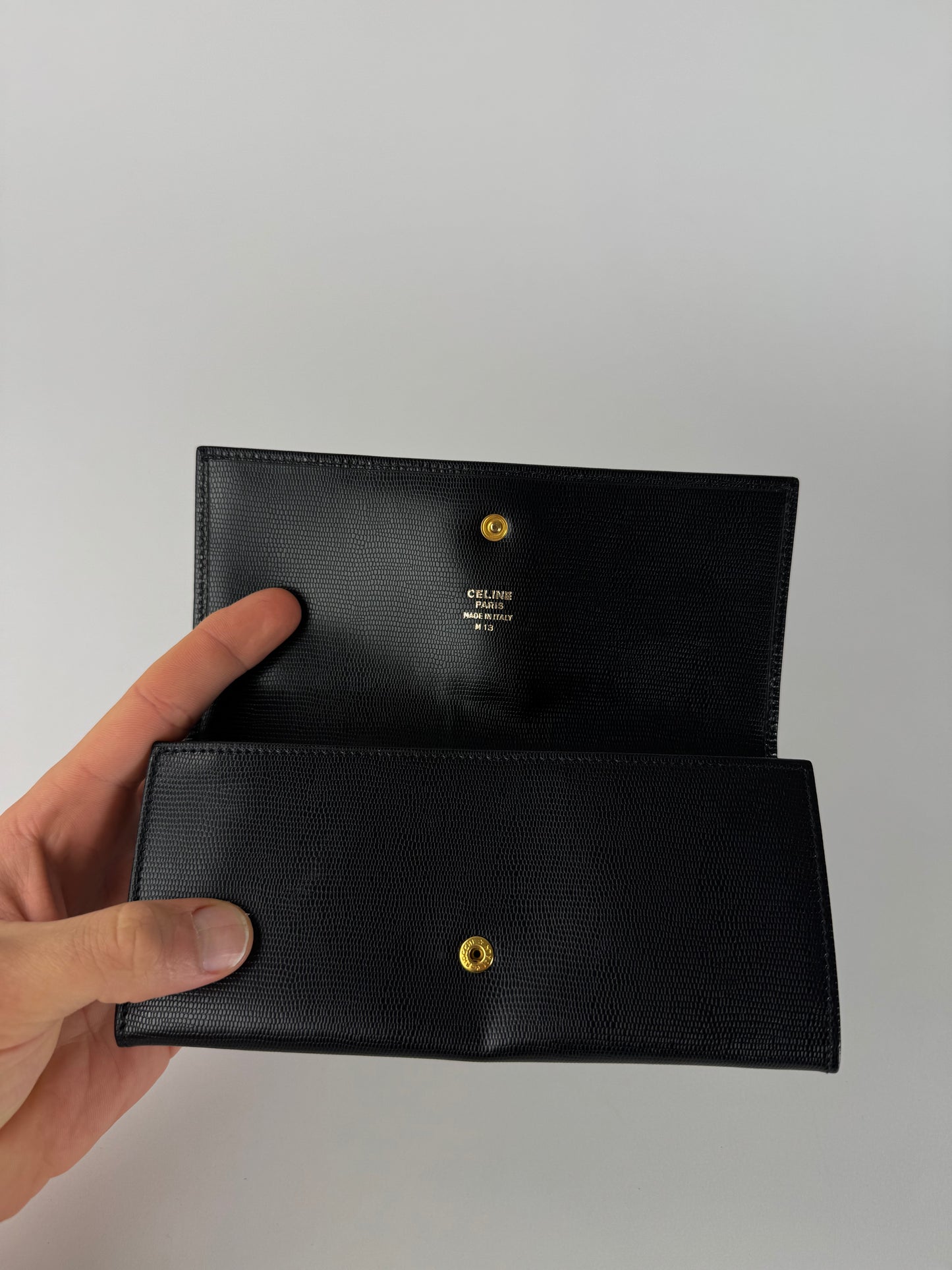 Vintage Celine Paris Leather Triomphe Wallet Black