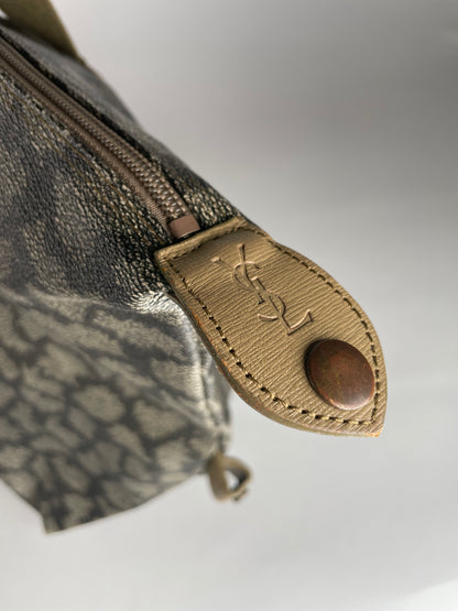 Vintage Yves Saint Laurent Leather Travel Bag Grey/Brown