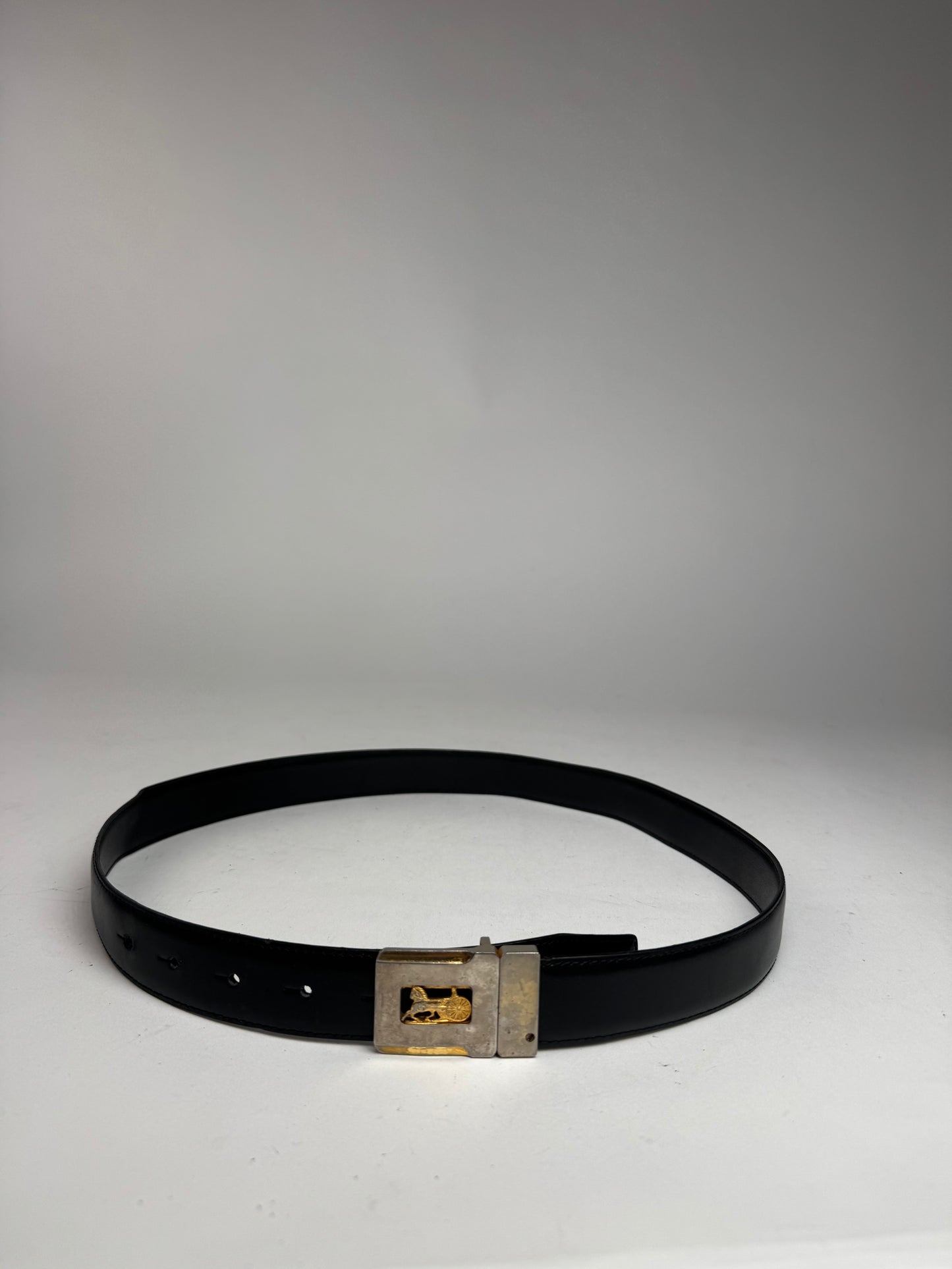 Vintage Celine Paris Triomphe Leather Belt Black