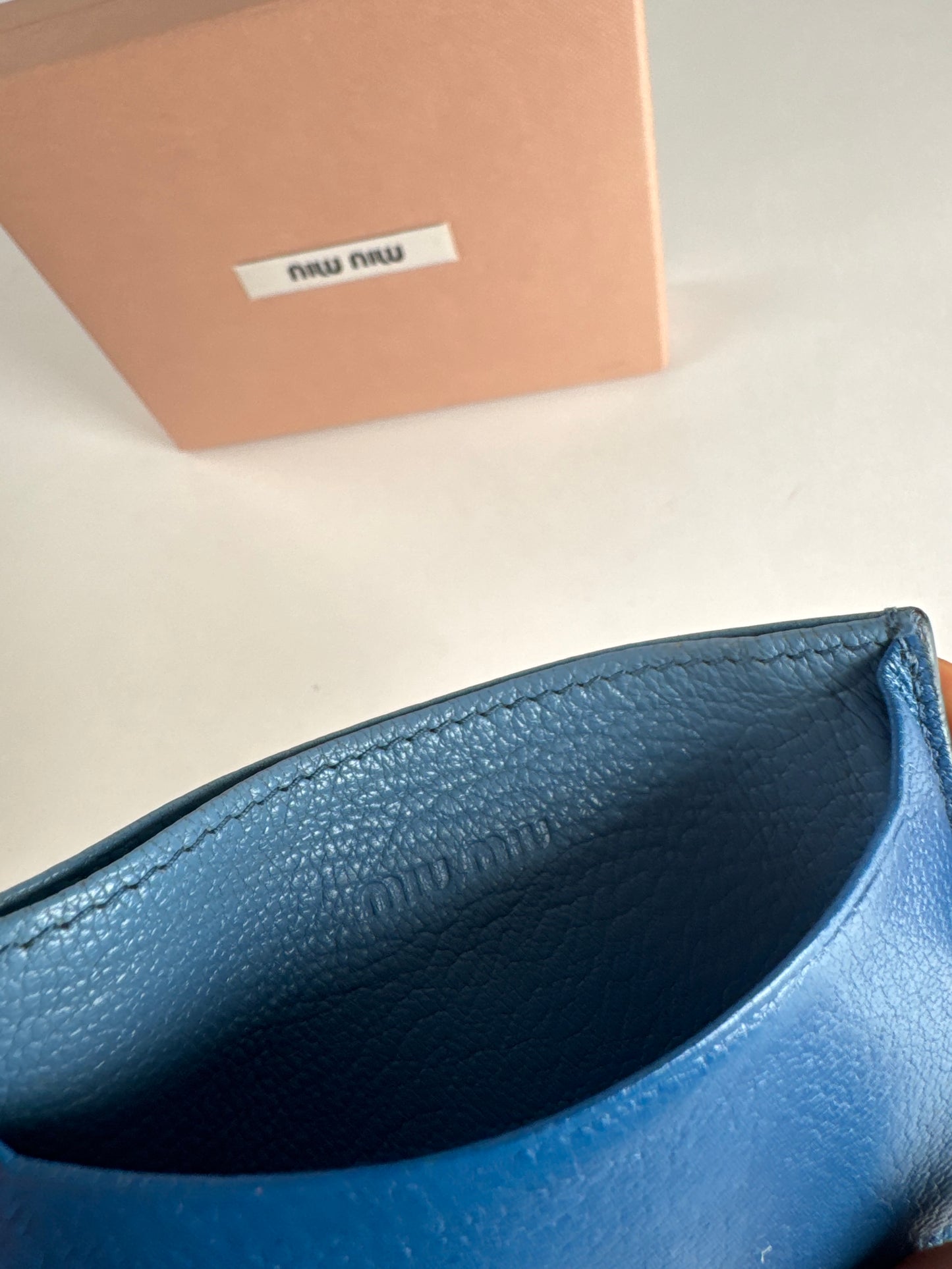 Vintage Miu Miu Leather Card Holder Blue