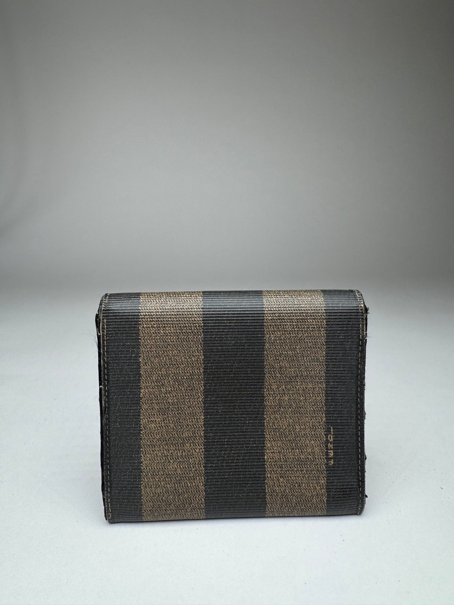 Vintage Fendi Roma Leather Wallet Striped Black Brown