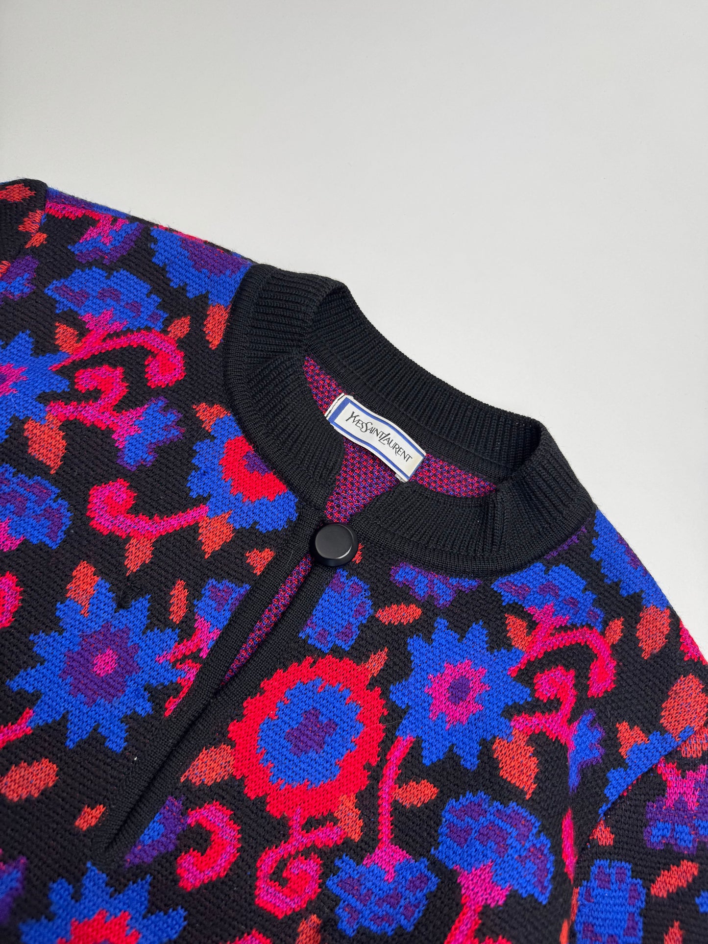 Vintage Yves Saint Laurent Wool Sweater Floral 38/M