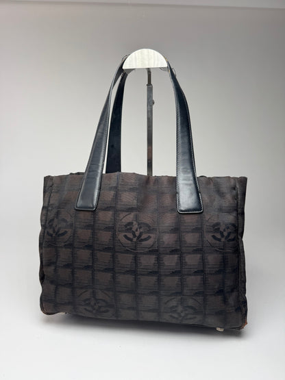 Vintage Chanel Monogram Canvas Shopper Bag Brown