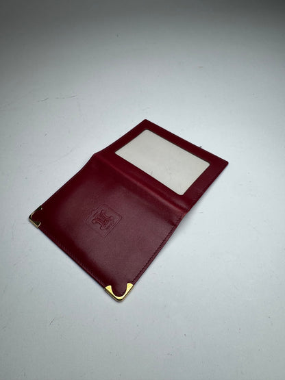 Vintage Celine Paris Leather Card Holder Dark Red