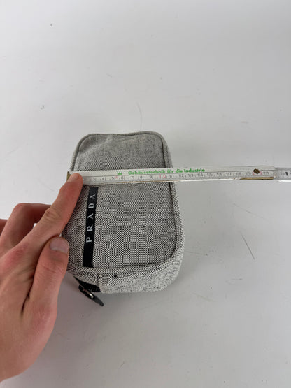 Vintage Prada Canvas Clutch/Cosmetic Bag Grey Black