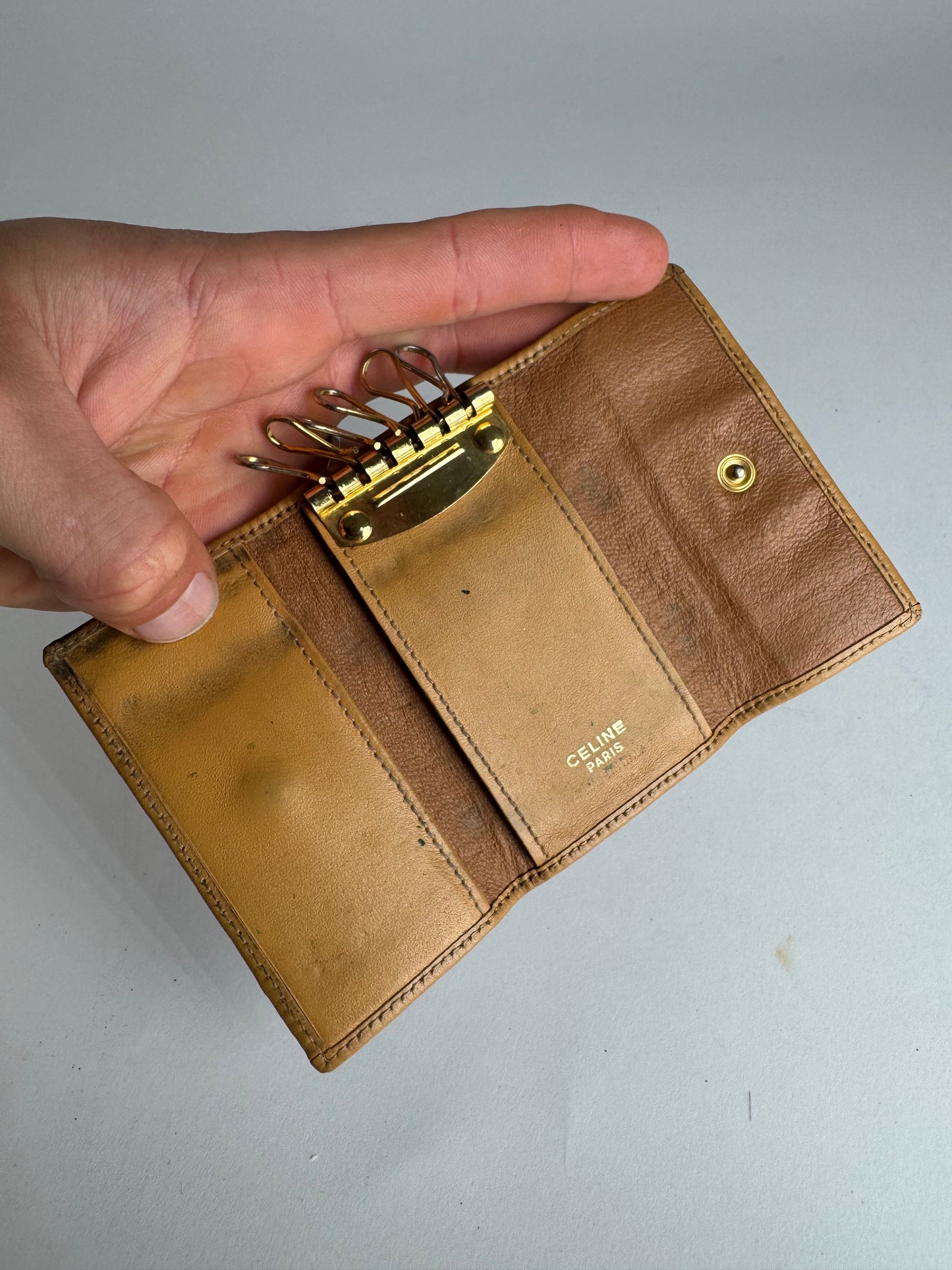 Vintage Celine Paris Leather Monogram Key Holder
