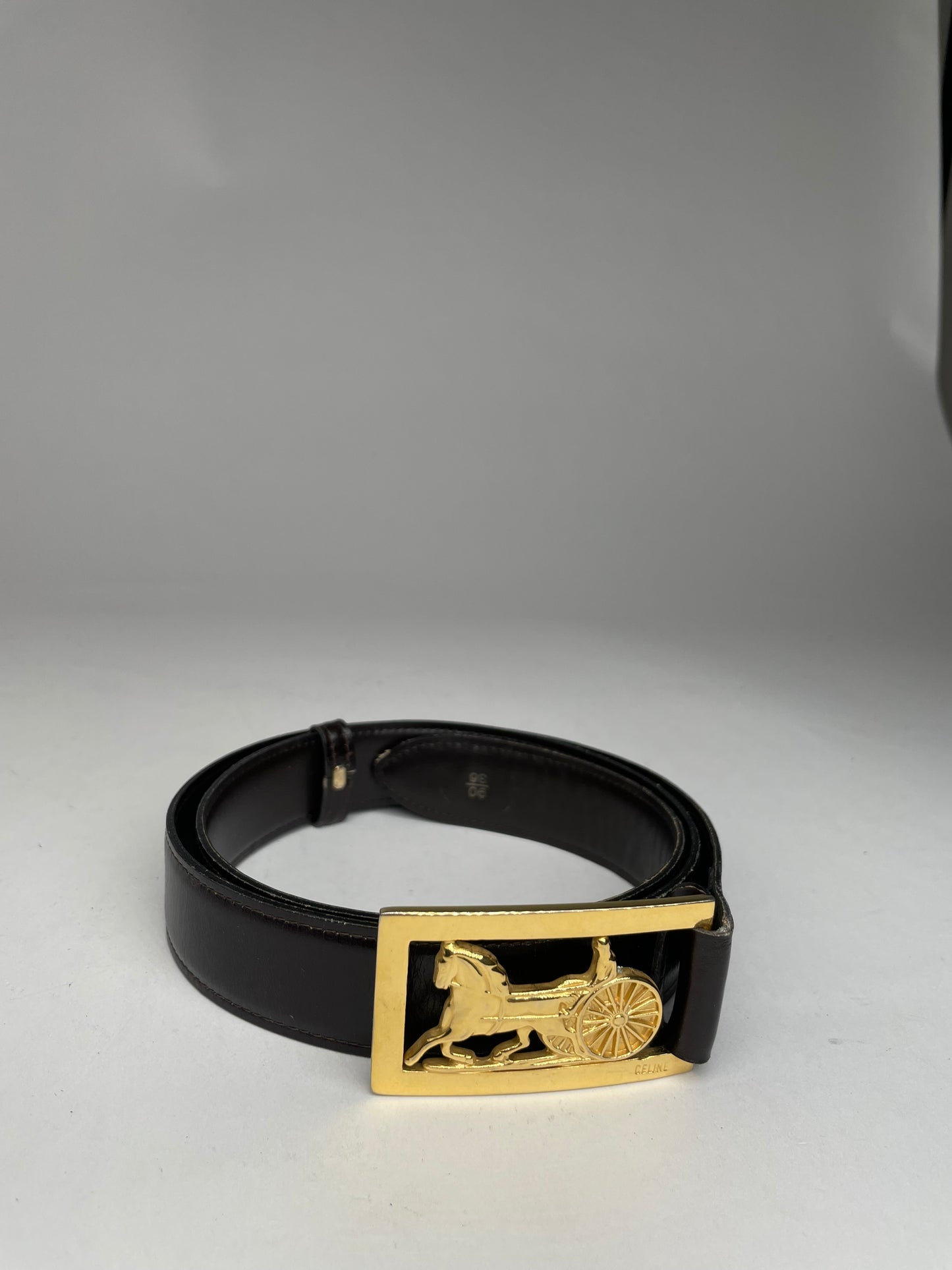 Vintage Celine Paris Triomphe Leather Belt Black