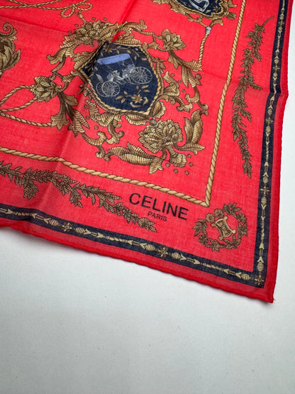 Vintage Celine Paris Silk/Canvas Scarf Red