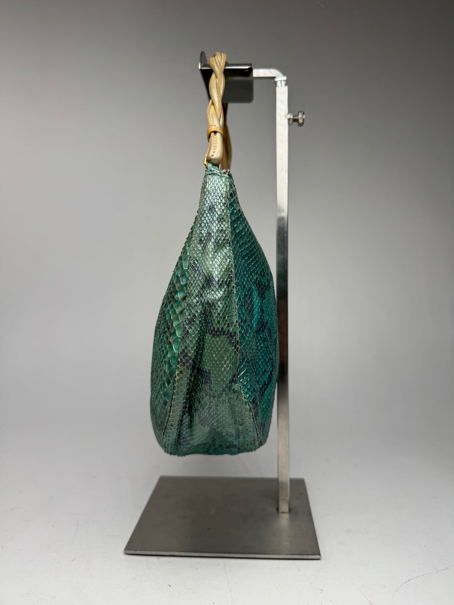 Vintage Gianni Versace Snakskin Leather Bag Turquoise golden