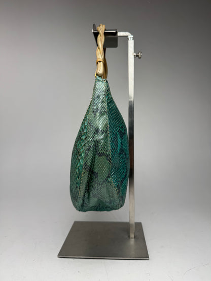 Vintage Gianni Versace Snakskin Leather Bag Turquoise golden