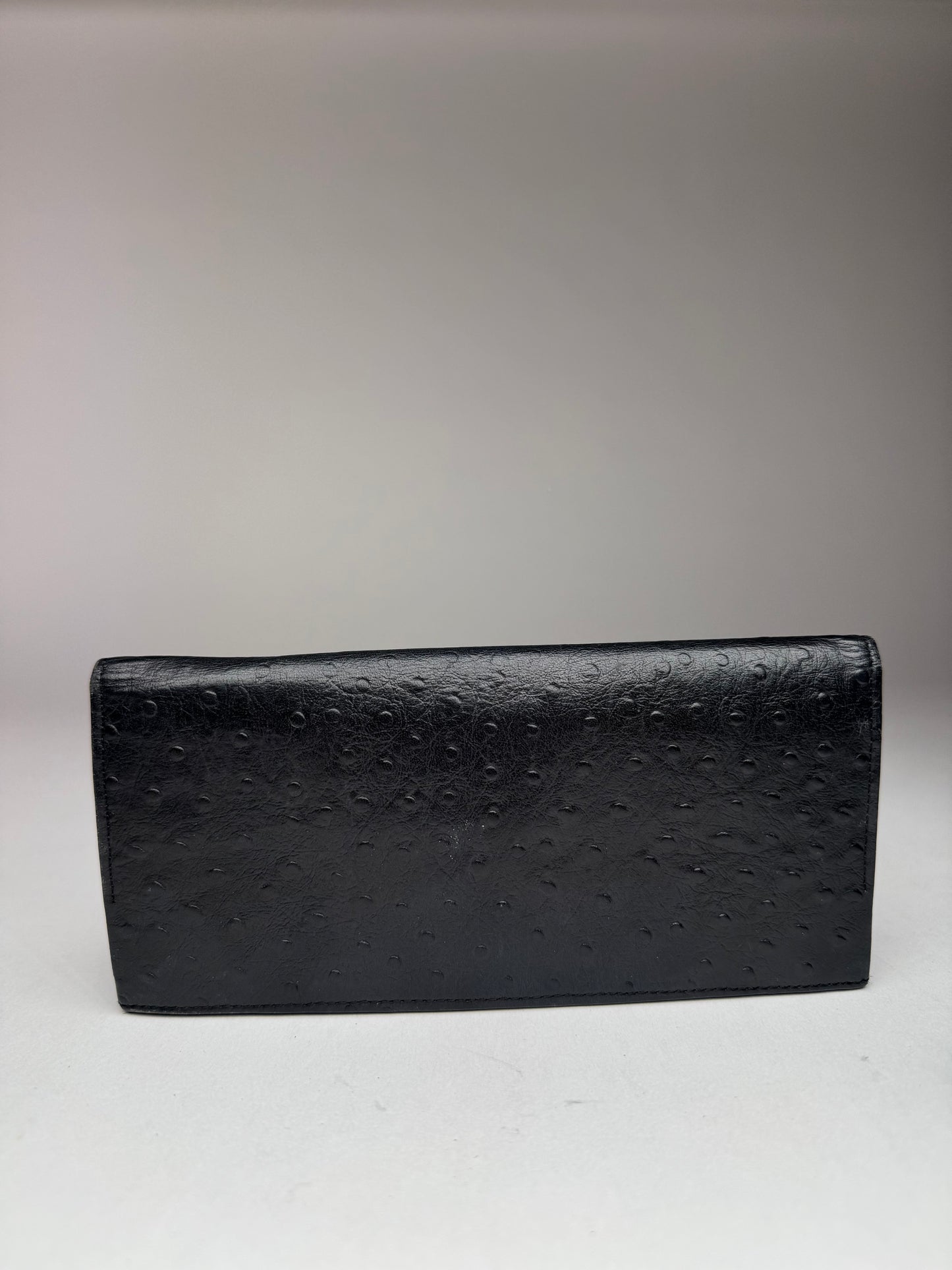 Vintage Givenchy Ostrich Leather card holder / ID holder Black