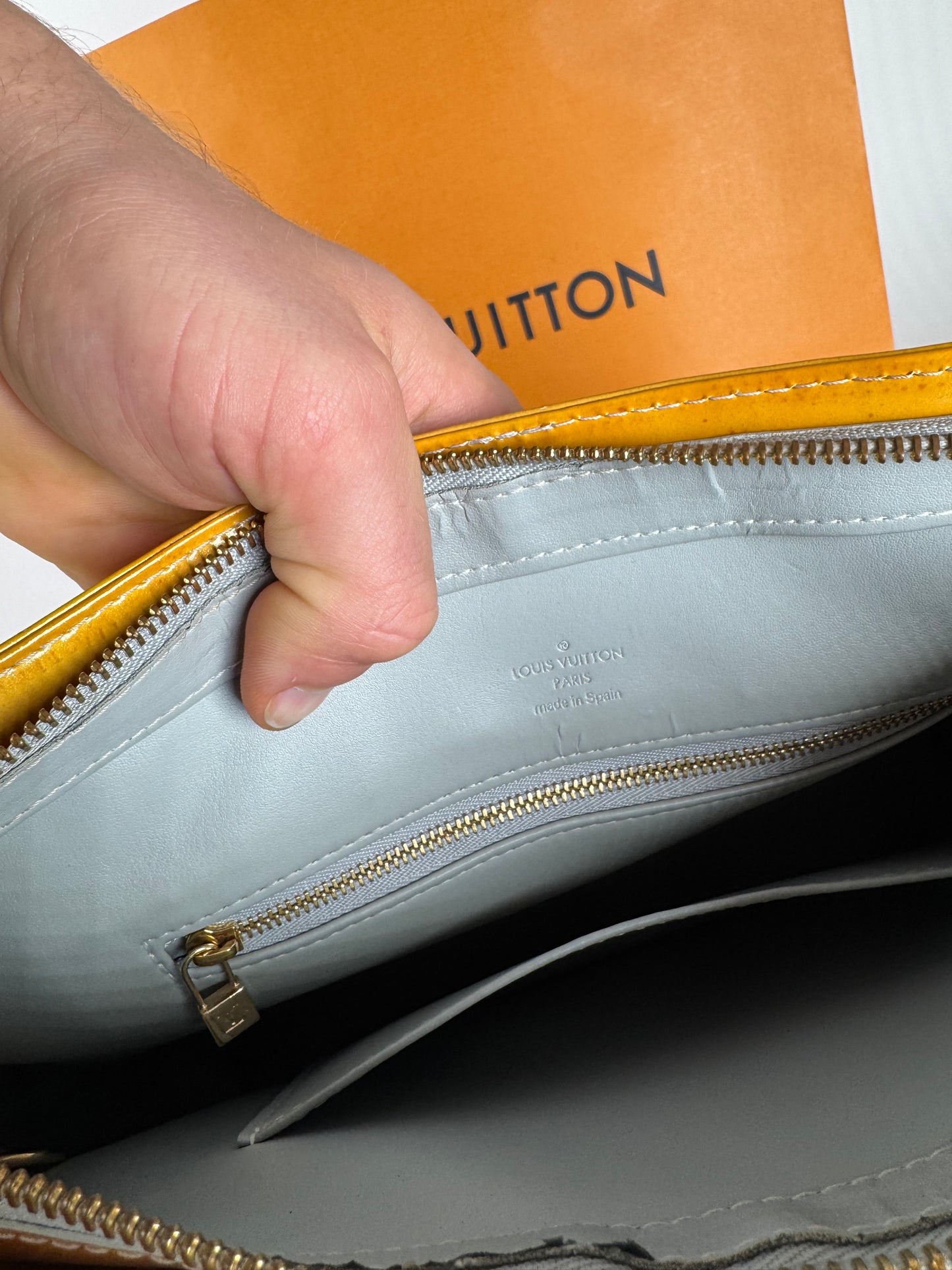 Vintage Louis Vuitton Vernis Leather Bag Yellow