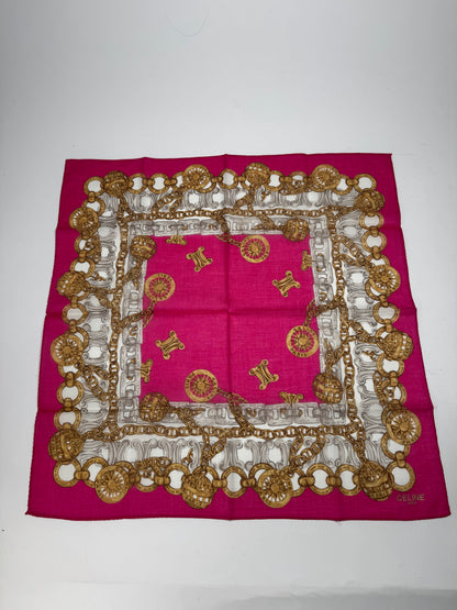 Vintage Celine Paris Silk Scarf Red