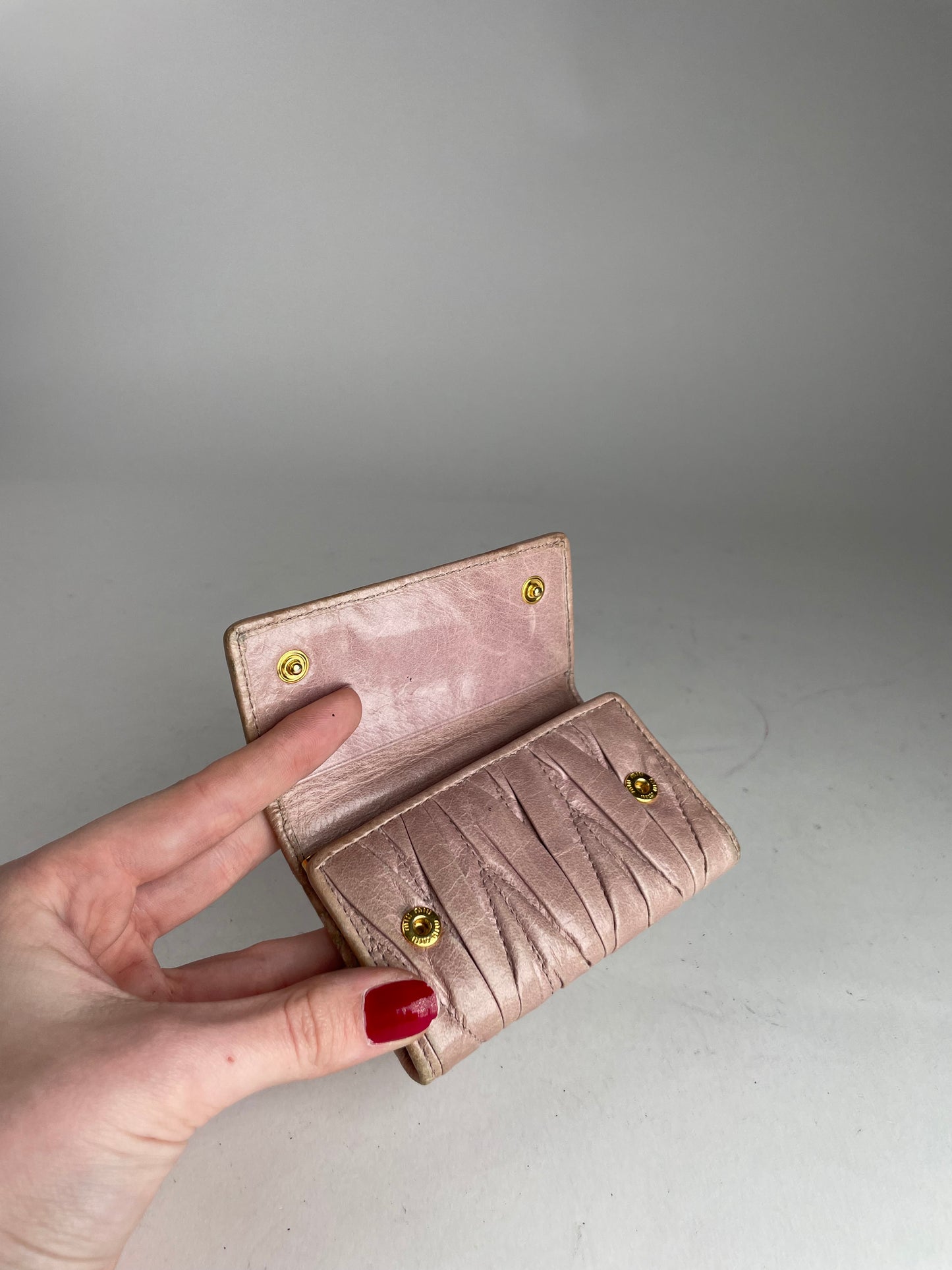 Vintage Miu Miu Metallasse leather Key Holder Rose