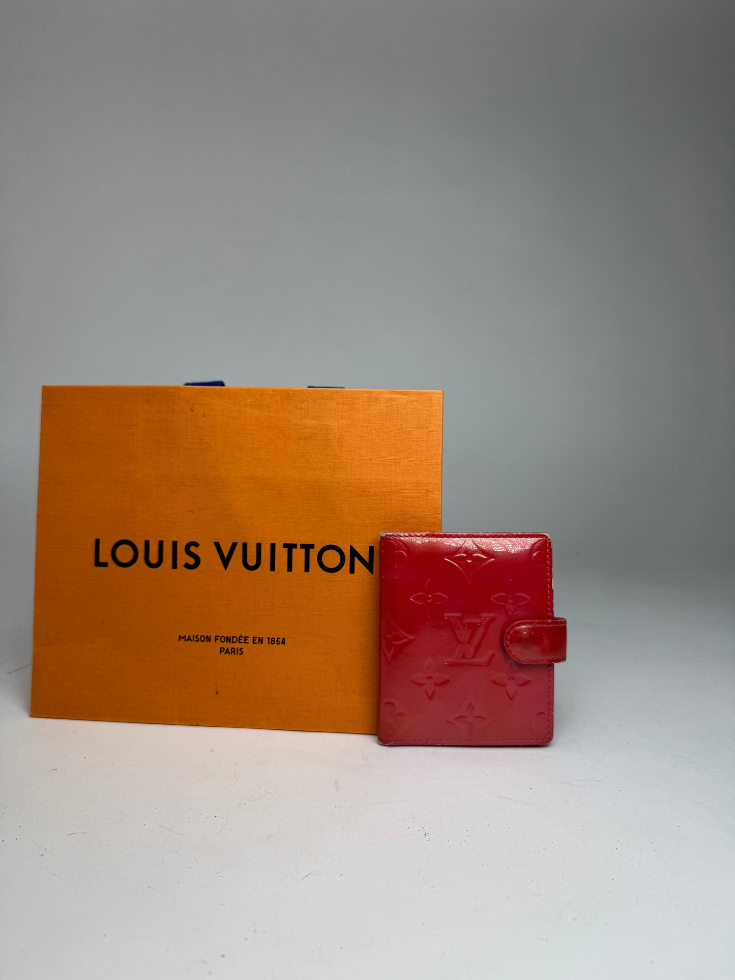 Vintage Louis Vuitton Vernis Leather Card Holder Red