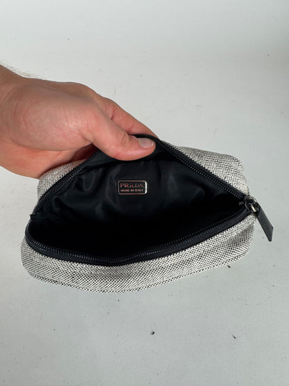 Vintage Prada Canvas Clutch/Cosmetic Bag Grey Black