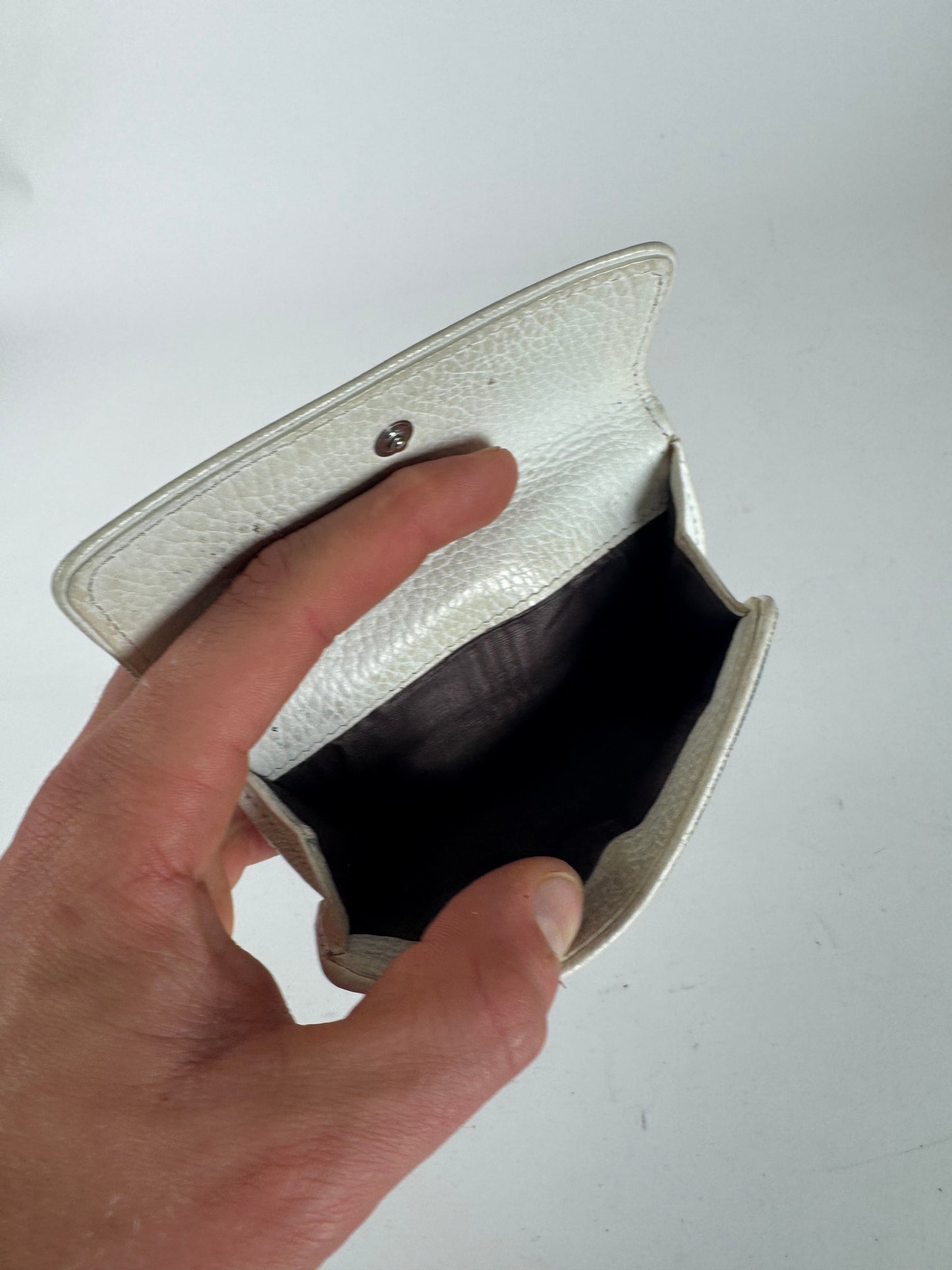 Vintage Celine Paris Denim Leather Monogram wallet white blue