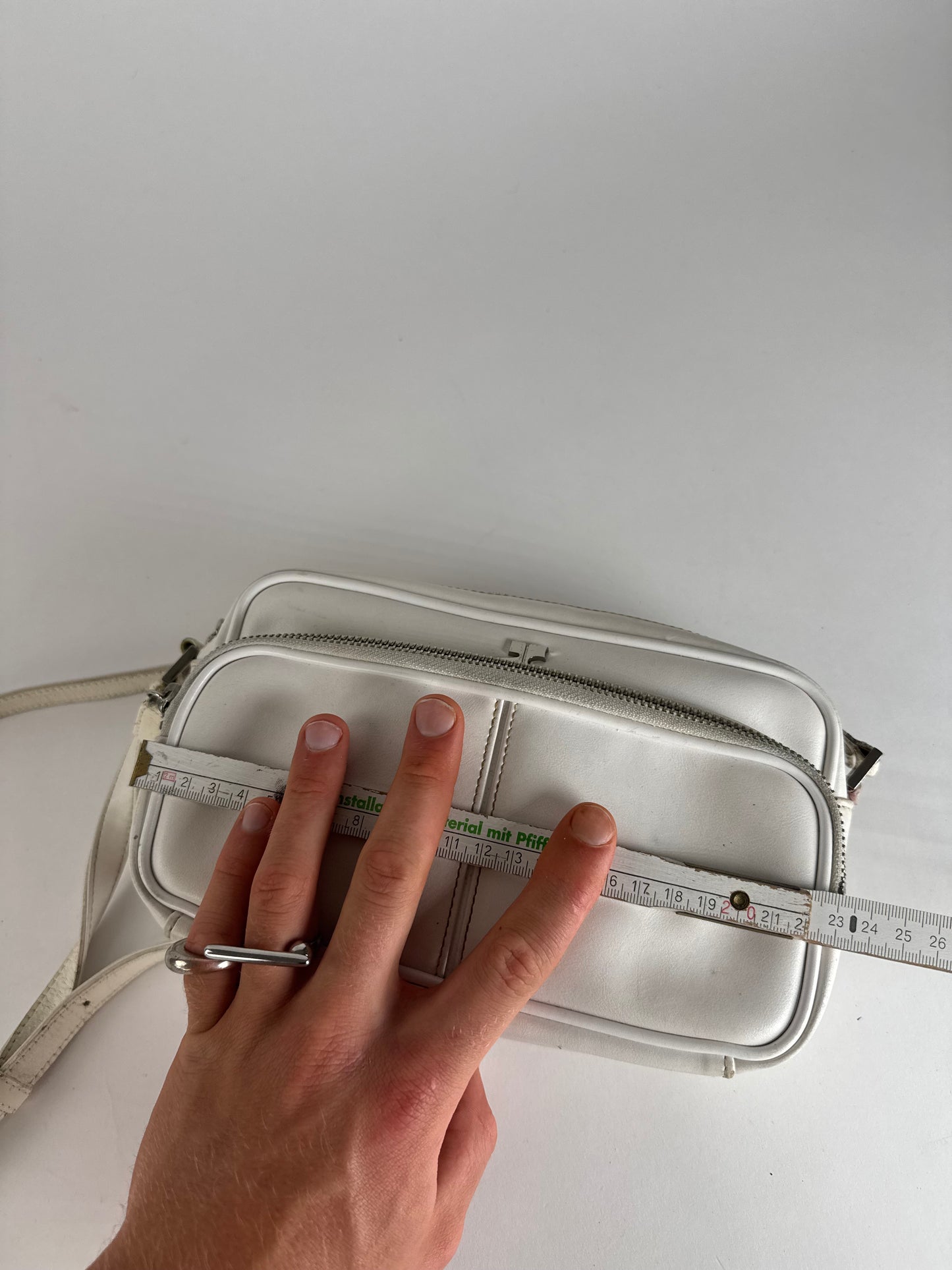 Vintage Courreges Paris Leather Crossbody Bag White