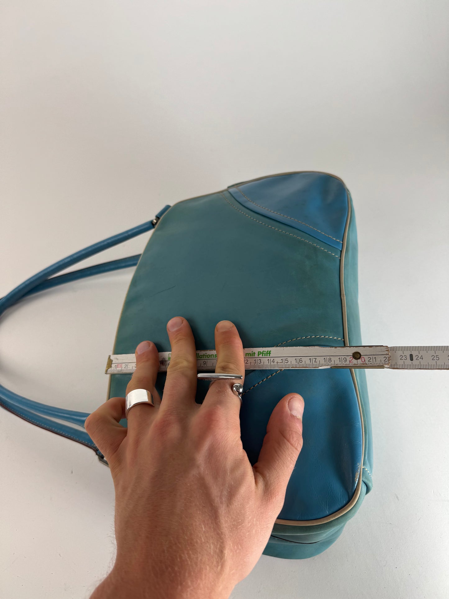 Sac bowling vintage en cuir Prada bleu