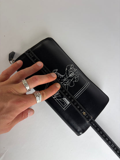 Vintage Givenchy Bambi Print Leather Bifold Wallet 2013 Black