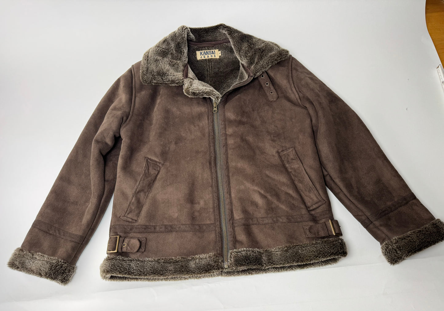 Vintage Kansai Yamamoto Leather Fur Jacket 40/L Unisex Brown