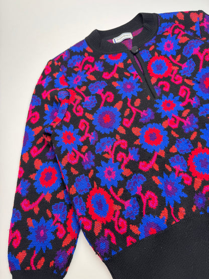 Vintage Yves Saint Laurent Wool Sweater Floral 38/M