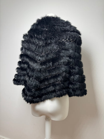 Vintage Courreges Fur Leather Top / Coat Black 38/M