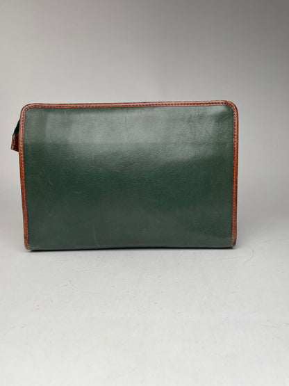 Vintage Celine Paris Triomphe Leather Clutch Green
