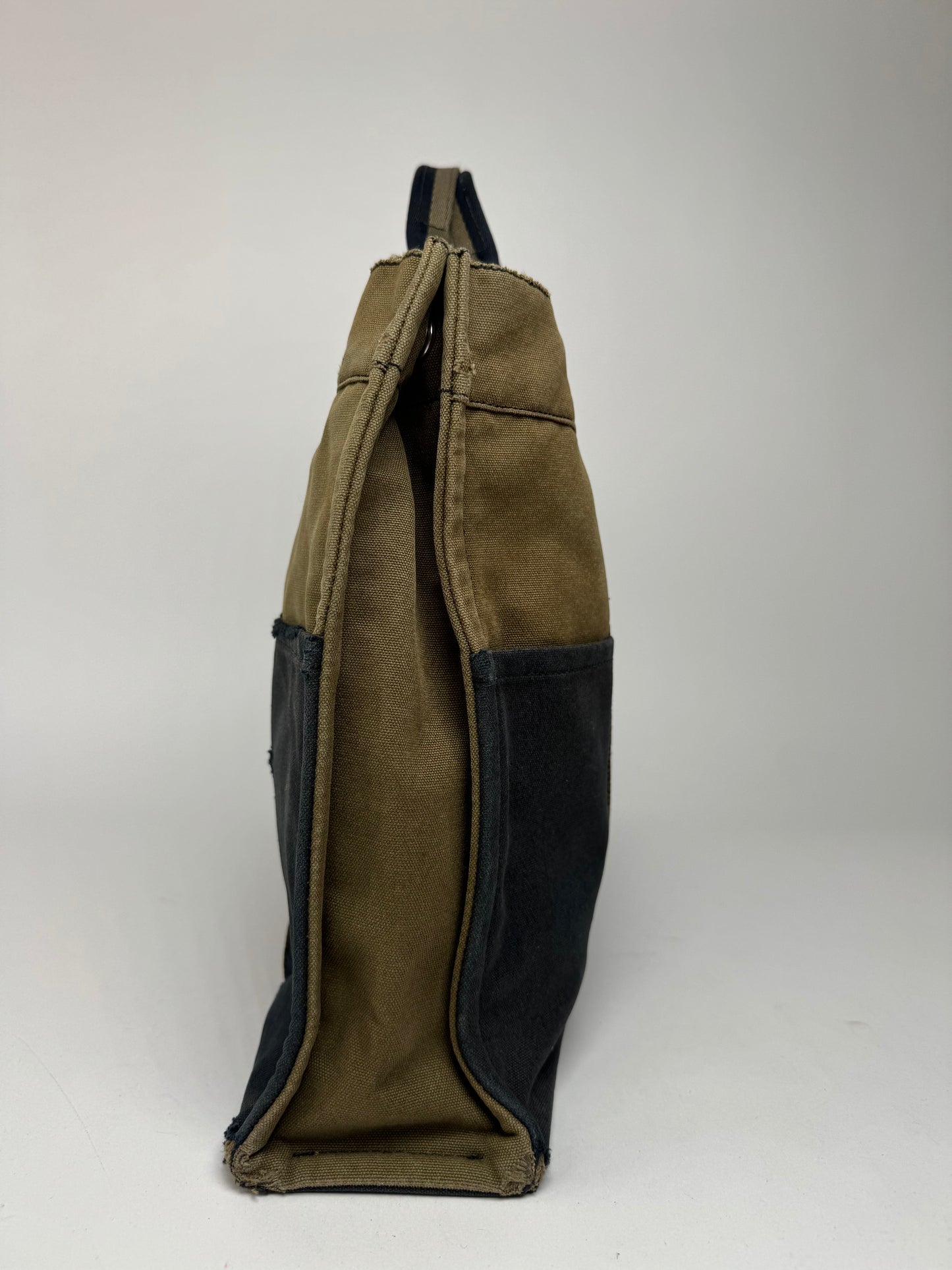 Vintage Hermes Paris Canvas Shopper Khaki/Black