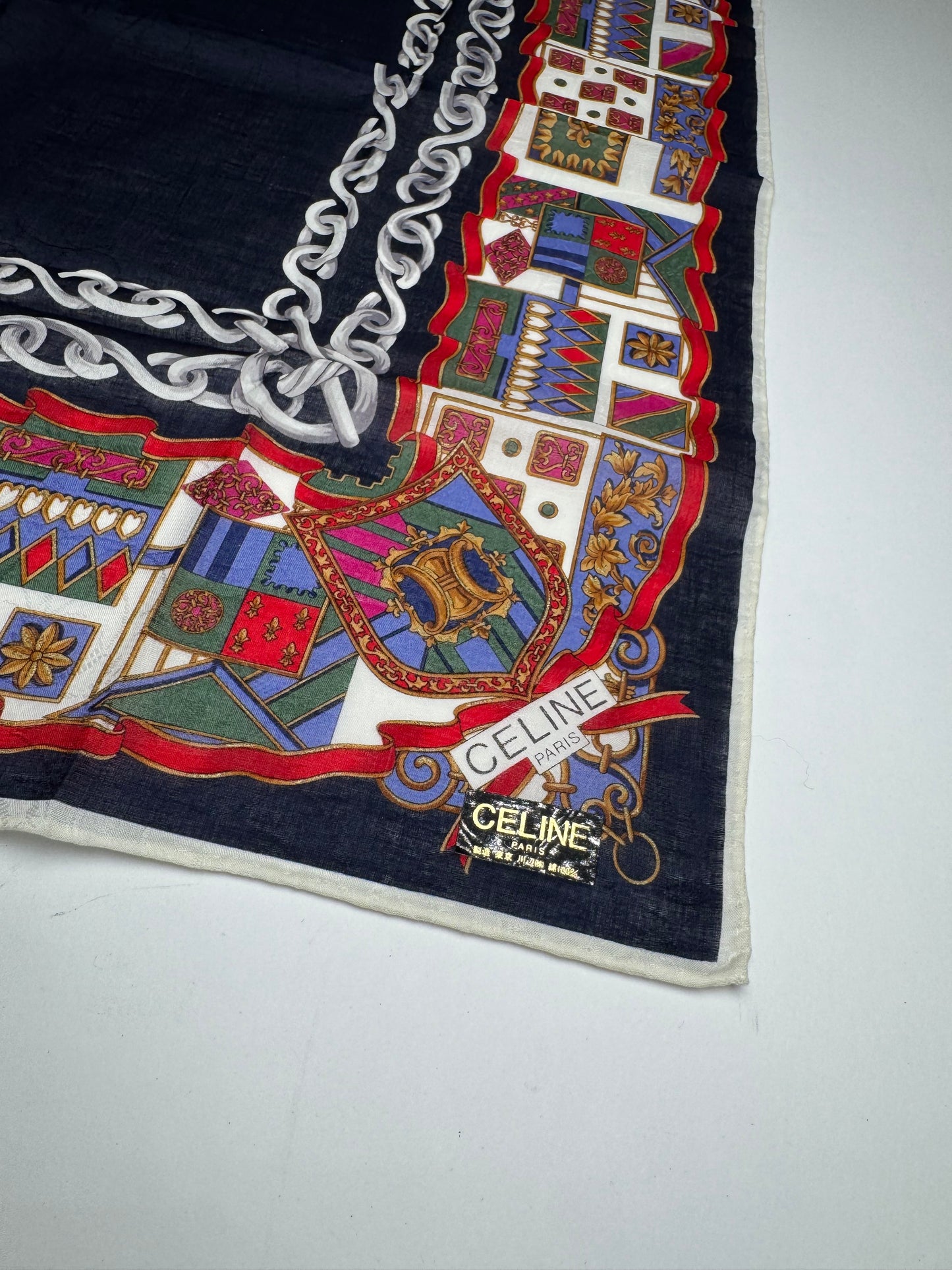 Vintage Celine Paris Silk / Canvas Scarf