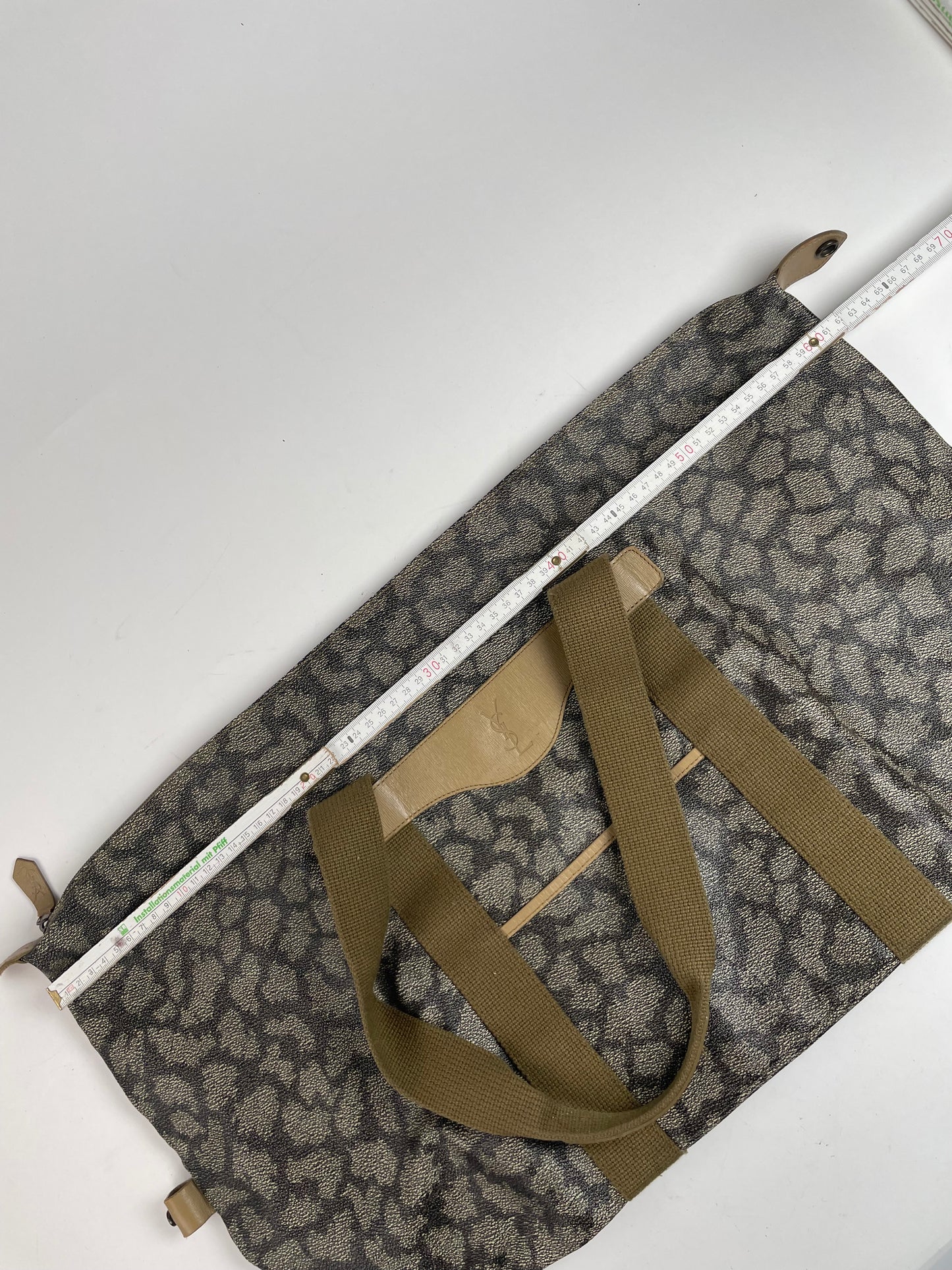 Vintage Yves Saint Laurent Leather Travel Bag Grey/Brown