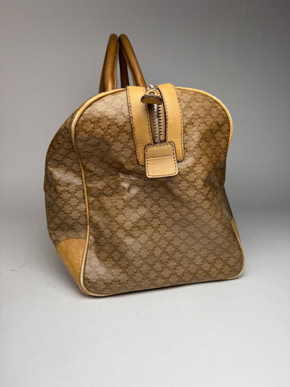 Vintage Celine Paris Triomphe Leather Monogram Duffel Bag bag gold brown