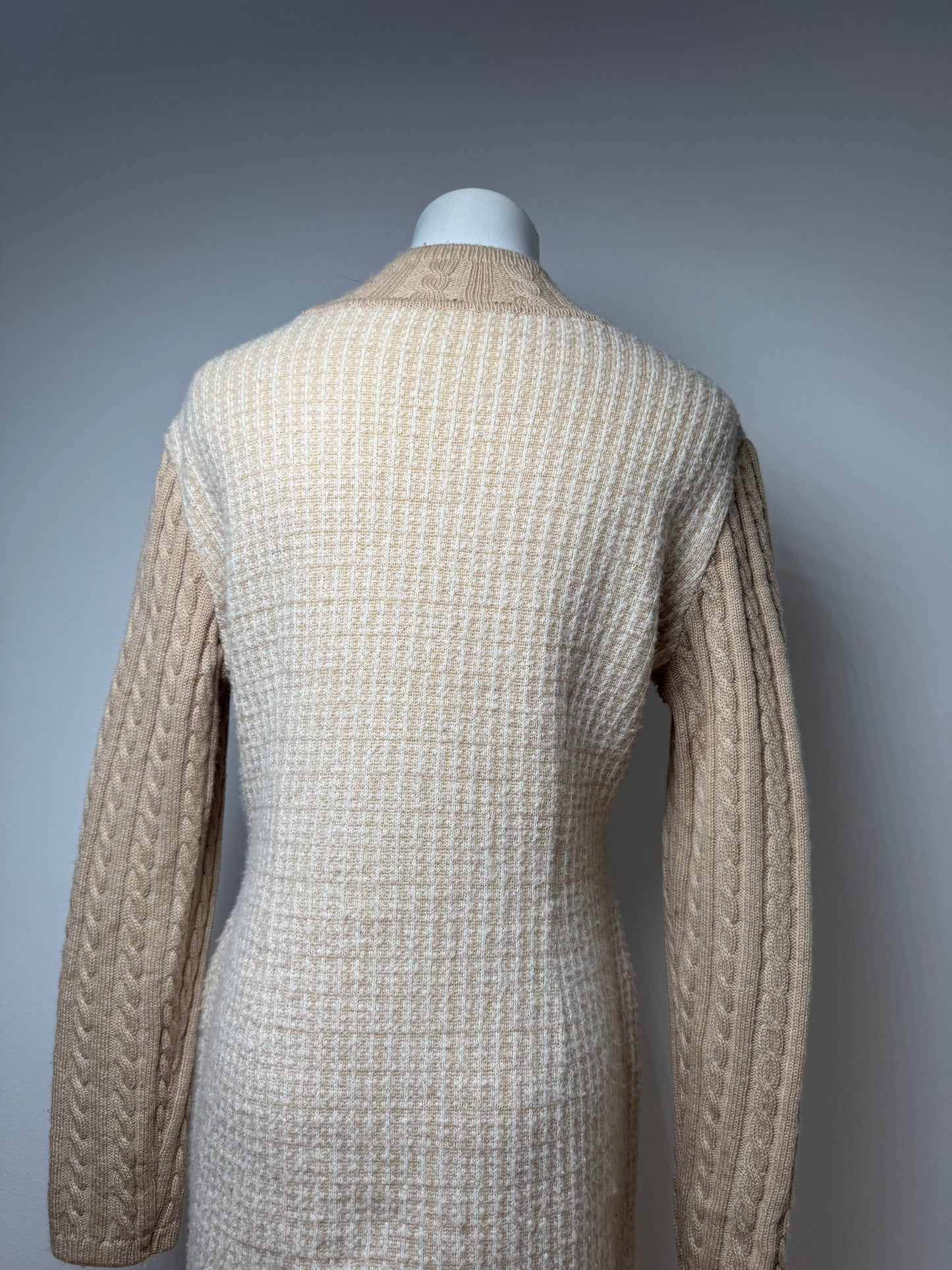 Vintage Courreges Paris Wool Dress 38/M Beige Brown