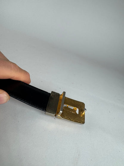 Vintage Celine Paris Triomphe Leather Belt Black